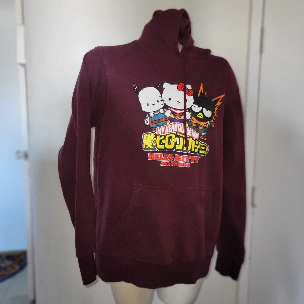 My Hero Academia Hello Kitty‎ and Friends Burgundy Hoodie sweatsuit streetwear